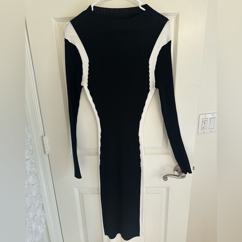 SHEIN Black White Midi Dress